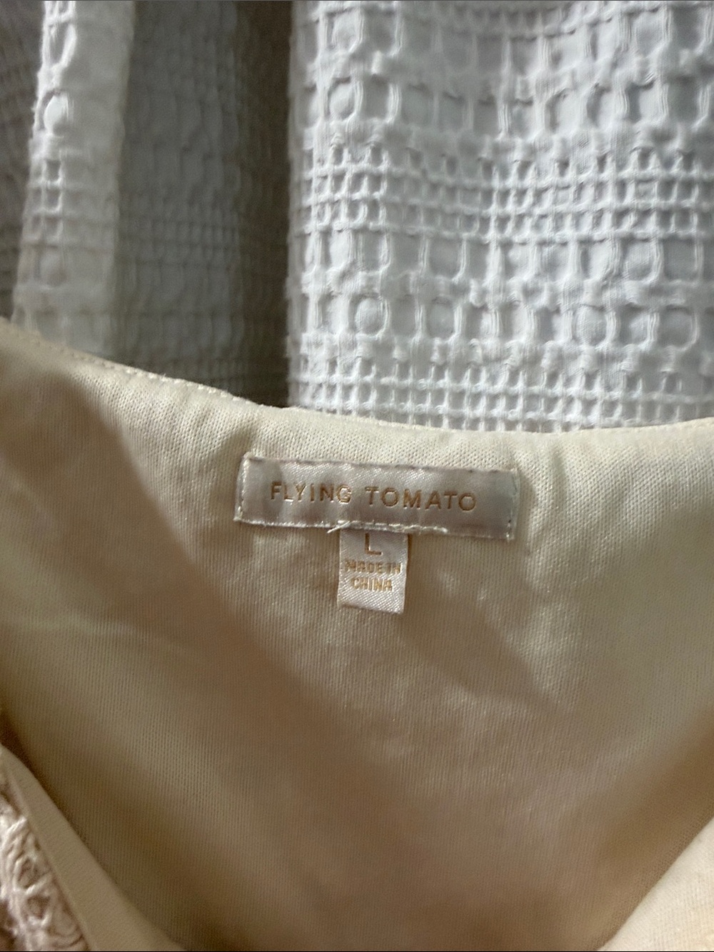 Cropped Boho Crochet Off-Shoulder Long Sleeve Top - Cream - Picture 2 of 3